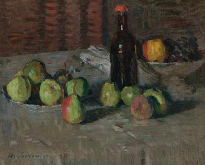 Alexej von Jawlensky Stilleben mit Apfeln und Flasche Germany oil painting art